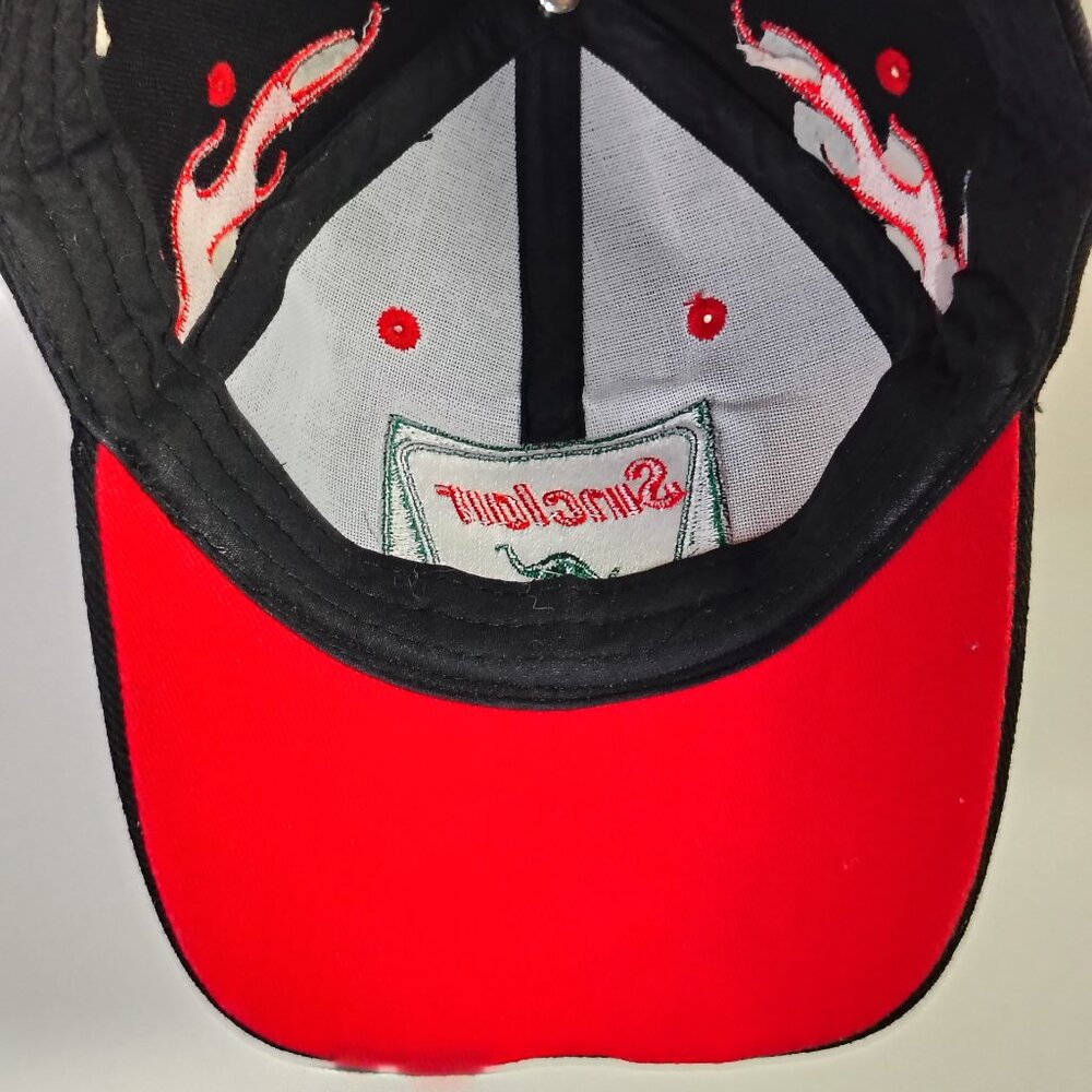 Sinclair Hat Cap Strap Back Black Red Dino Flame Racing Mens - Picture 11 of 12